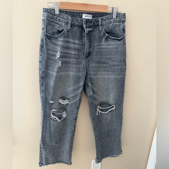 Special A Distressed wide leg gray fray jean size 11 30 - Picture 1 of 7
